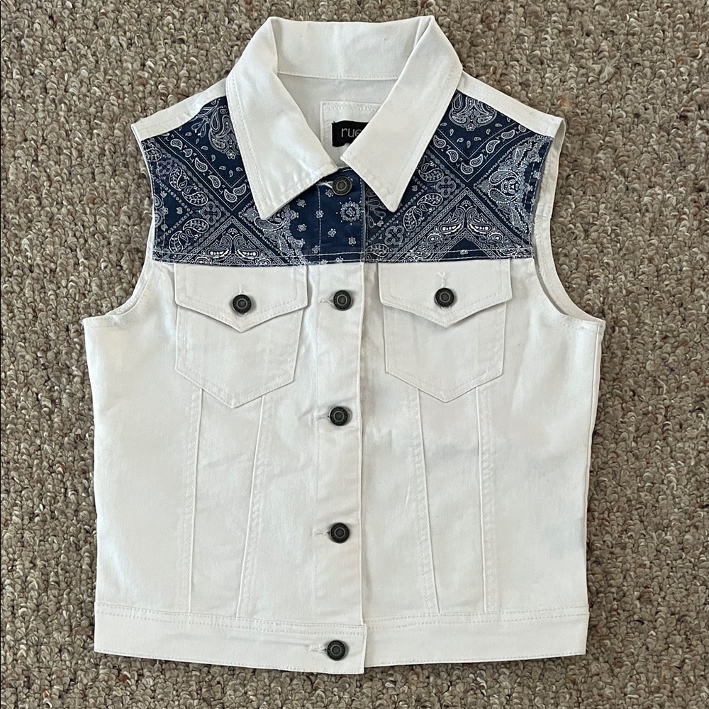 Rue21 White Vest with Blue Details